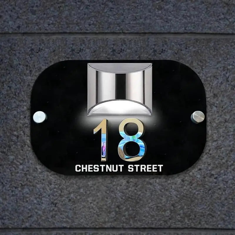 Customized House Sign Solar LED Light Modern Residential Address Plaque 3D Laser Cut Street Name Door Plates Outdoor Yard Decor FYLZGO Signs