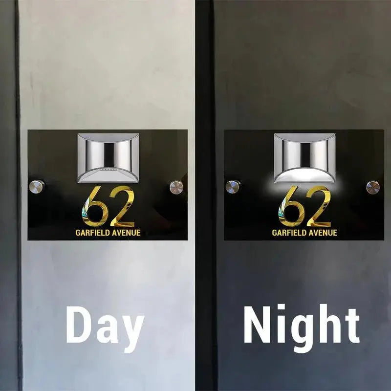 Customized House Sign Solar LED Light Modern Residential Address Plaque 3D Laser Cut Street Name Door Plates Outdoor Yard Decor FYLZGO Signs