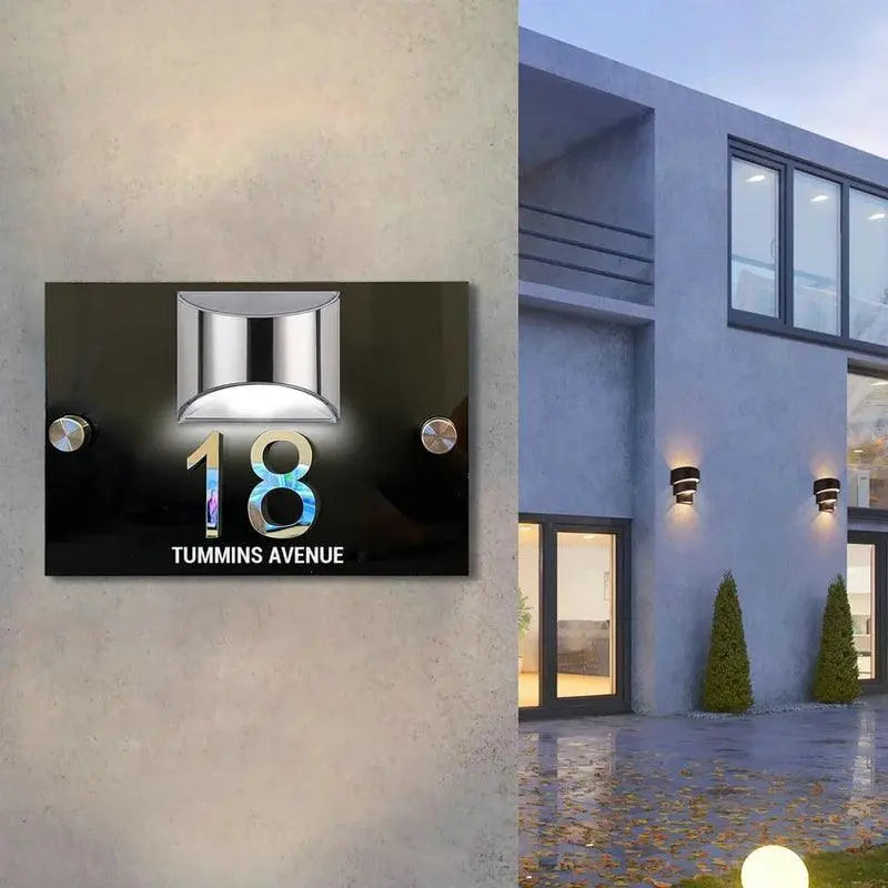 Customized House Sign Solar LED Light Modern Residential Address Plaque 3D Laser Cut Street Name Door Plates Outdoor Yard Decor FYLZGO Signs