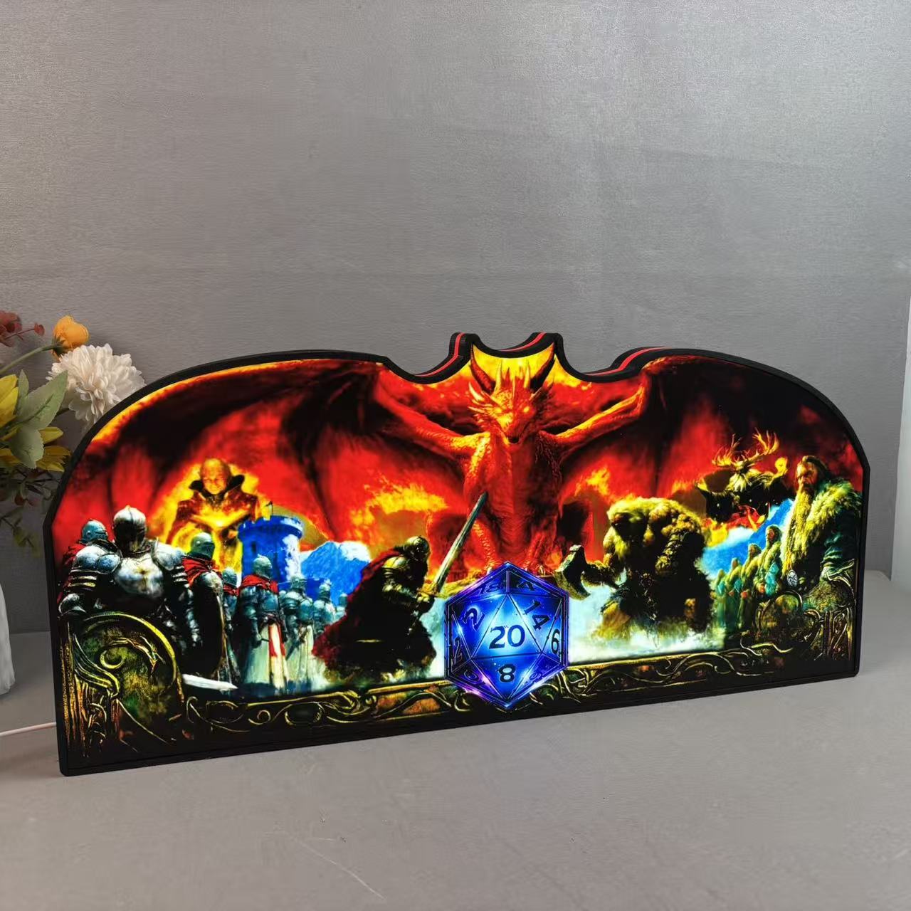 Dungeons and Dragons Pinball Topper, 3D Printed  LED Light Box Game Room Decor, For Stern Pinball Machine Neounik
