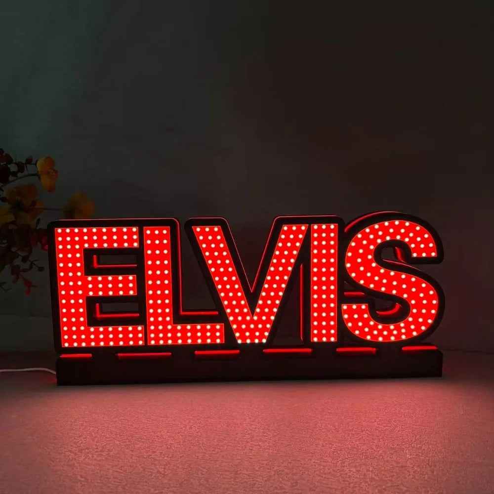 Elvis Logo 3D LED Light Box, for Pinball Arcade Game fans,  Pinball Arcade Decor