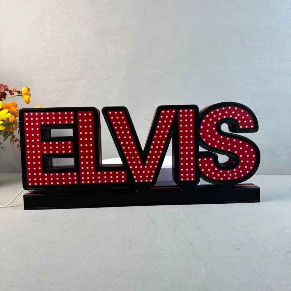 Elvis Logo 3D LED Light Box, for Pinball Arcade Game fans,  Pinball Arcade Decor