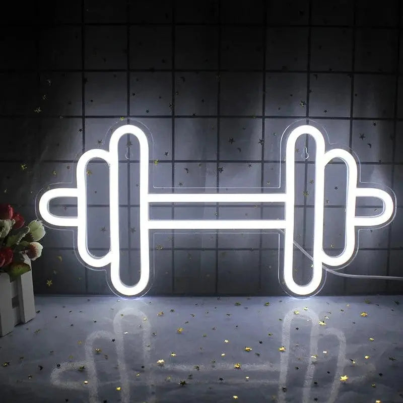 Exercise Barbell Neon Sign LED Wall Room Decor USB Powered With Switch For Bedroom Sports Room Partygamer Room Gym Bedroom Light FYLZGO Signs