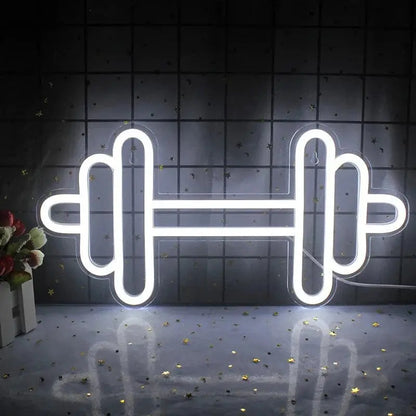 Exercise Barbell Neon Sign LED Wall Room Decor USB Powered With Switch For Bedroom Sports Room Partygamer Room Gym Bedroom Light FYLZGO Signs