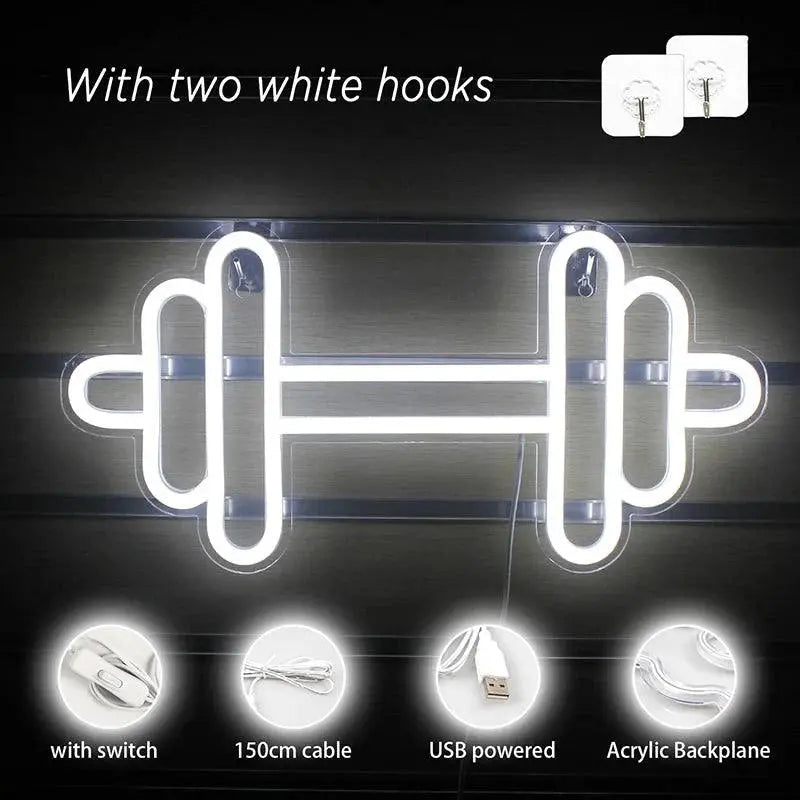 Exercise Barbell Neon Sign LED Wall Room Decor USB Powered With Switch For Bedroom Sports Room Partygamer Room Gym Bedroom Light FYLZGO Signs