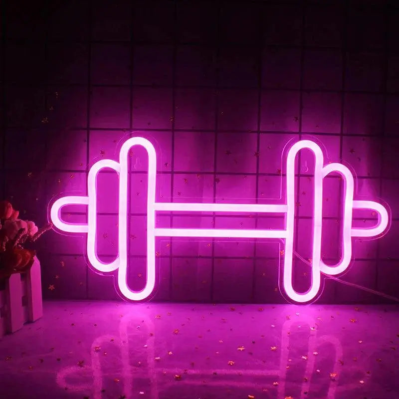 Exercise Barbell Neon Sign LED Wall Room Decor USB Powered With Switch For Bedroom Sports Room Partygamer Room Gym Bedroom Light FYLZGO Signs