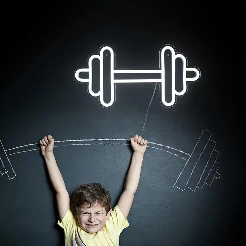 Exercise Barbell Neon Sign LED Wall Room Decor USB Powered With Switch For Bedroom Sports Room Partygamer Room Gym Bedroom Light FYLZGO Signs