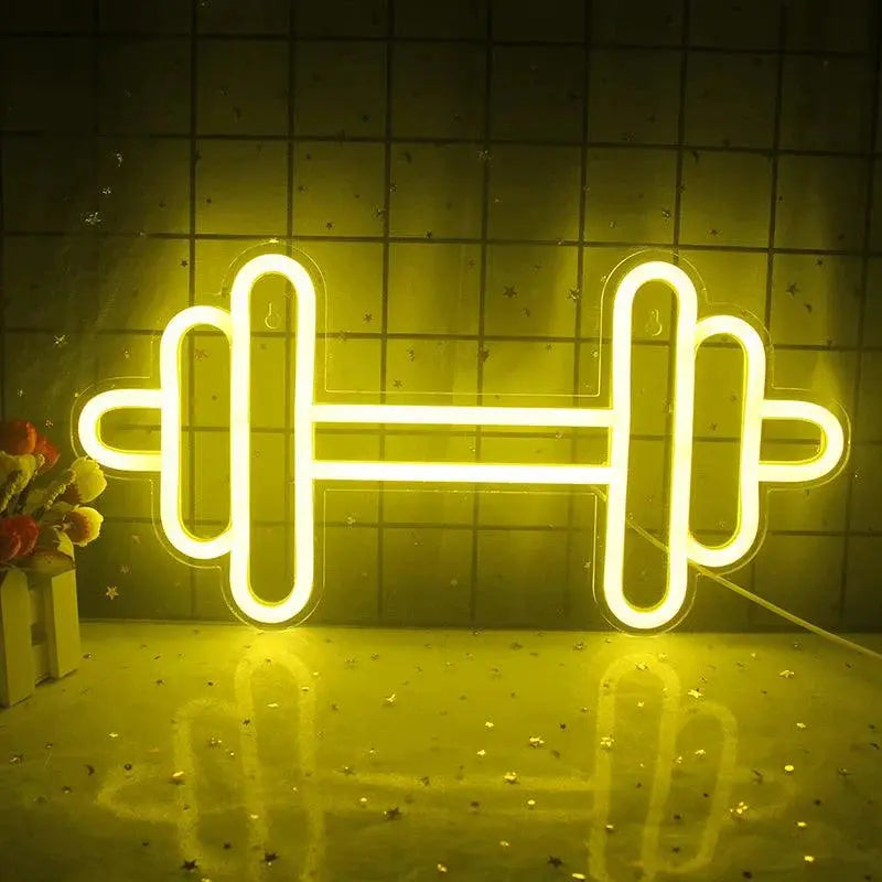 Exercise Barbell Neon Sign LED Wall Room Decor USB Powered With Switch For Bedroom Sports Room Partygamer Room Gym Bedroom Light FYLZGO Signs