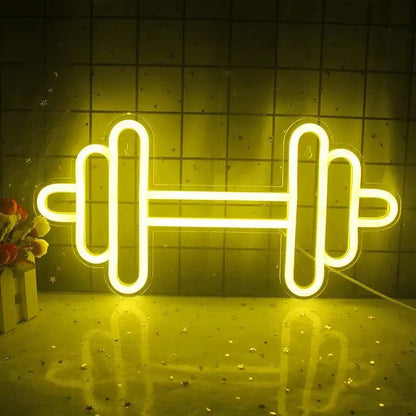 Exercise Barbell Neon Sign LED Wall Room Decor USB Powered With Switch For Bedroom Sports Room Partygamer Room Gym Bedroom Light FYLZGO Signs