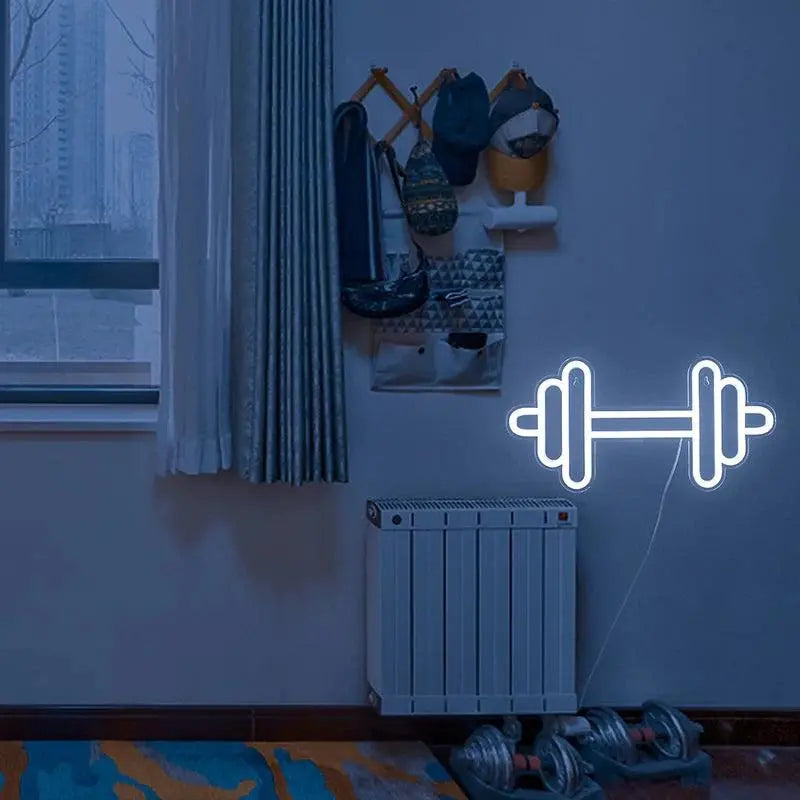 Exercise Barbell Neon Sign LED Wall Room Decor USB Powered With Switch For Bedroom Sports Room Partygamer Room Gym Bedroom Light FYLZGO Signs