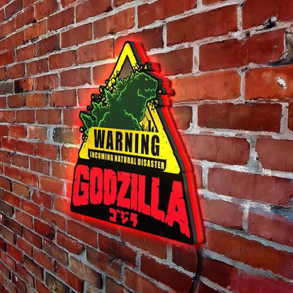Godzilla Warning Pinball Topper LED Light Box Arcade Game Lightbox FYLZGO Signs