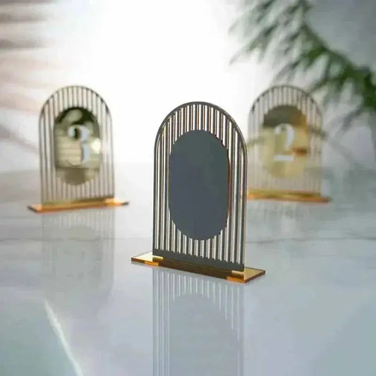 Gold Mirror Table Number Arch Table Numbers Acrylic Gateway Table Number Double-layered Table Number Wedding Party Table Decor FYLZGO Signs
