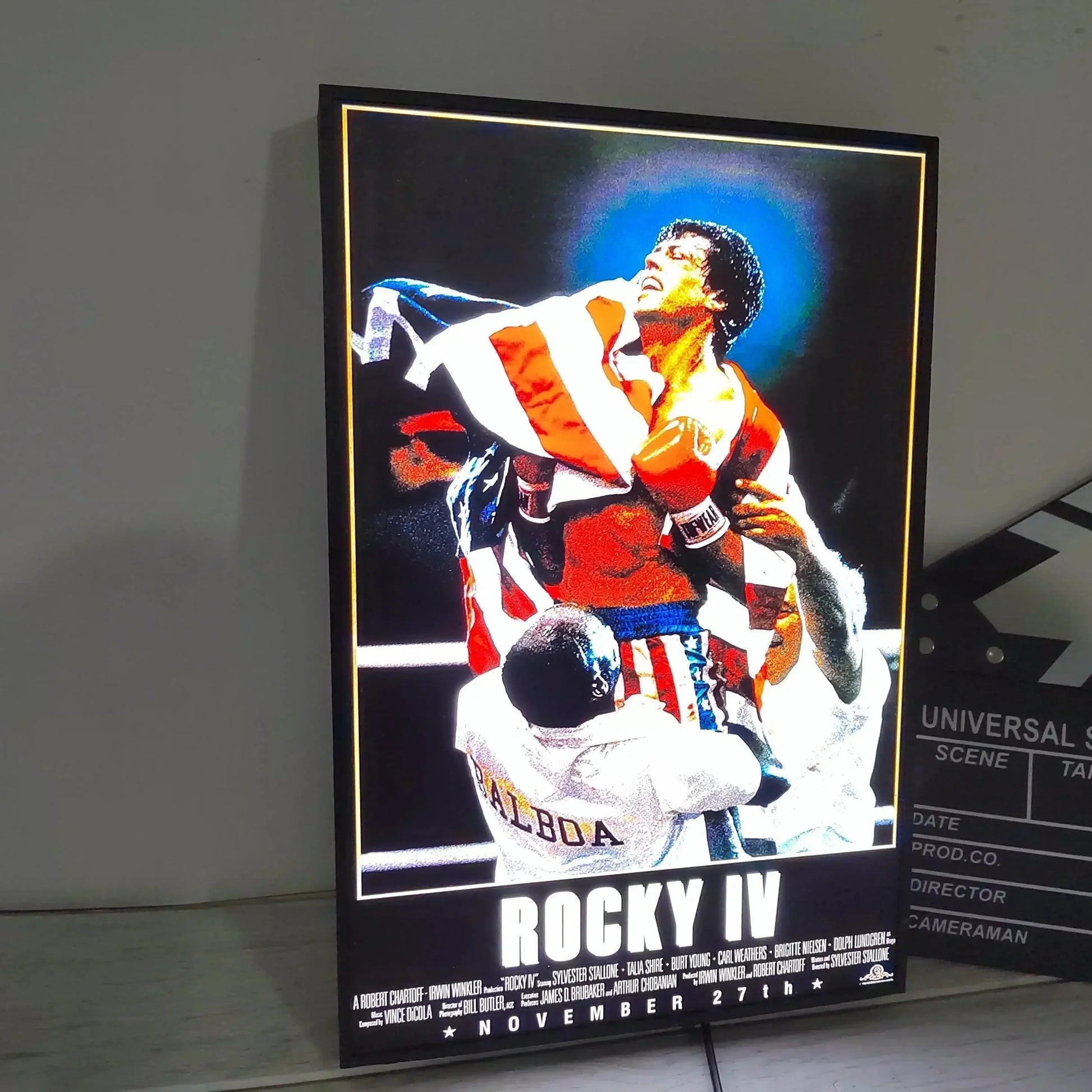 Rocky IV Poster LED Lightbox Fully Dimmable & Powered by USB 3D Printed Movie Poster FYLZGO Signs