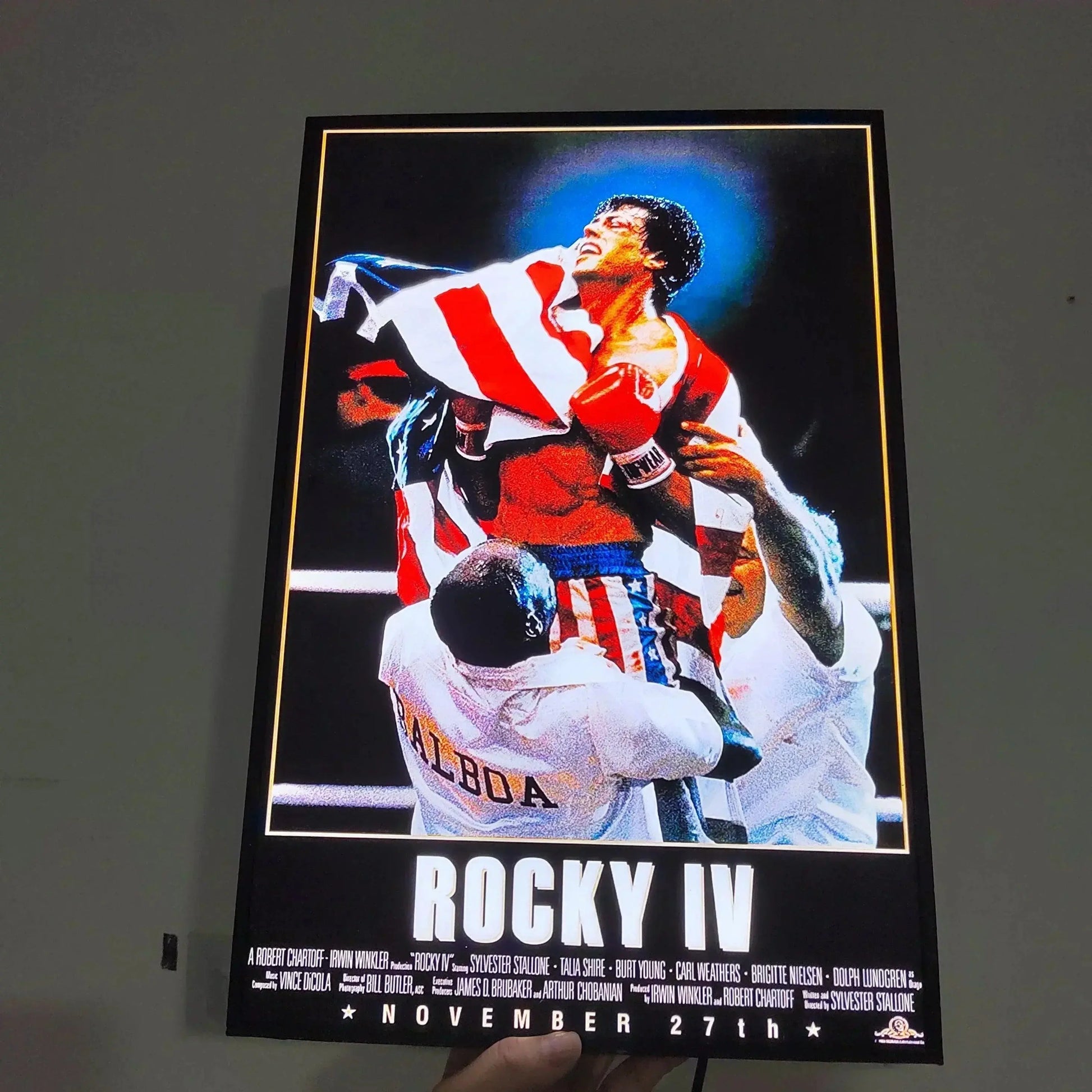 Rocky IV Poster LED Lightbox Fully Dimmable & Powered by USB 3D Printed Movie Poster FYLZGO Signs