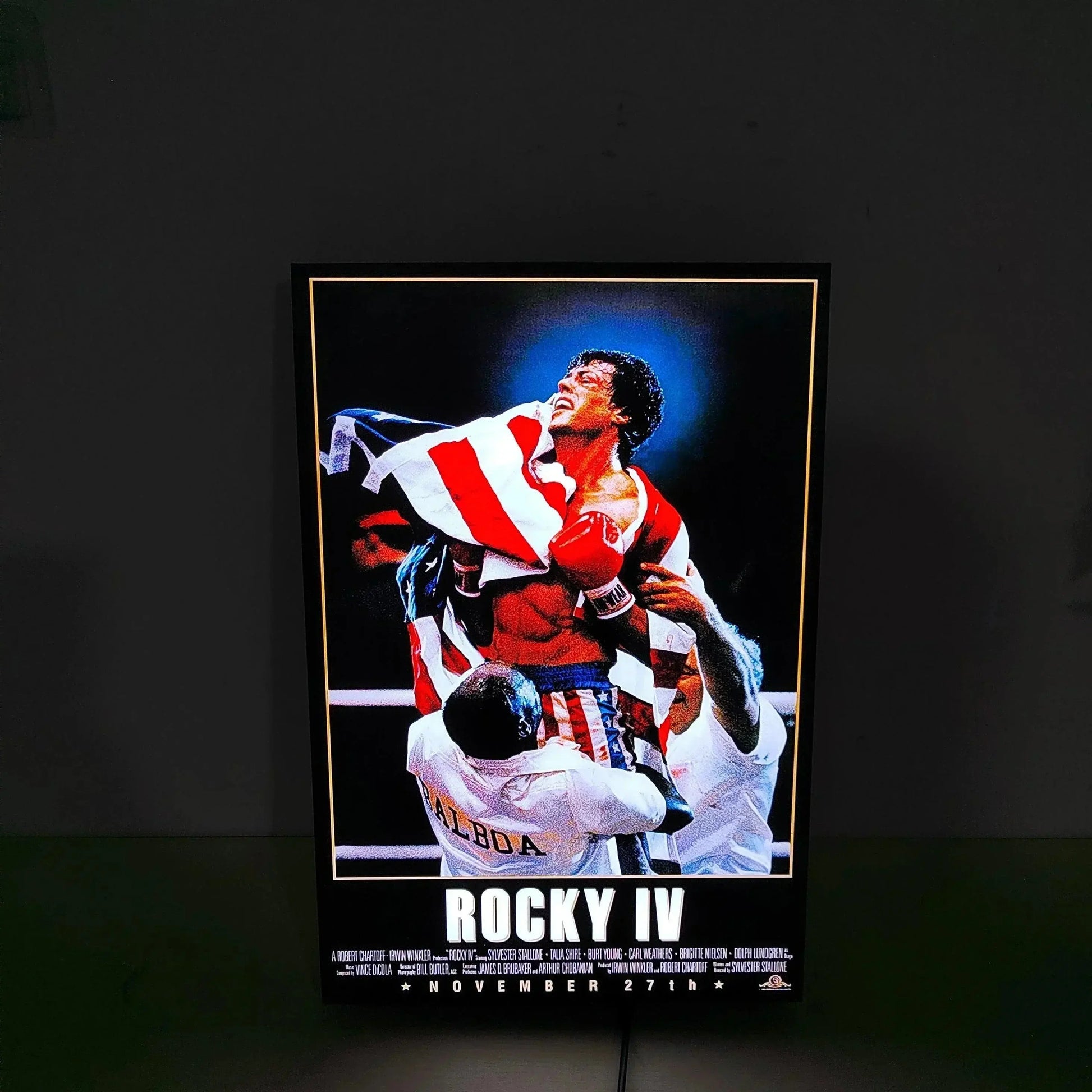 Rocky IV Poster LED Lightbox Fully Dimmable & Powered by USB 3D Printed Movie Poster FYLZGO Signs