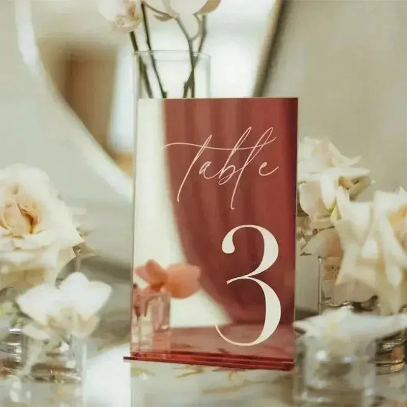 Mirror Silver Wedding Table Numbers With Stand Wedding Table Decor Acrylic Luxury Wedding Signage Table Number Stand FYLZGO Signs