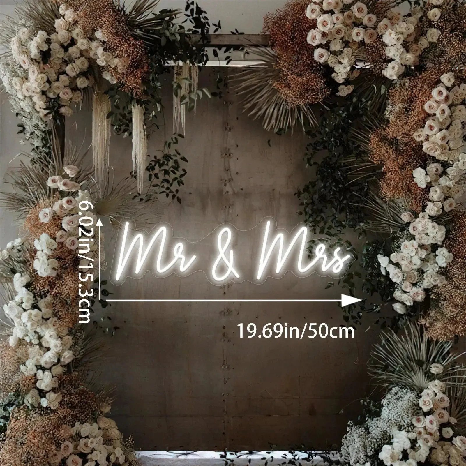 Neon LED Sign Mr & Mrs Custom Wedding Party Wall Neon Sign Light Room Bedroom Decor Hanging Neon Lamp Decoration Gifts Neon Lamp FYLZGO Signs
