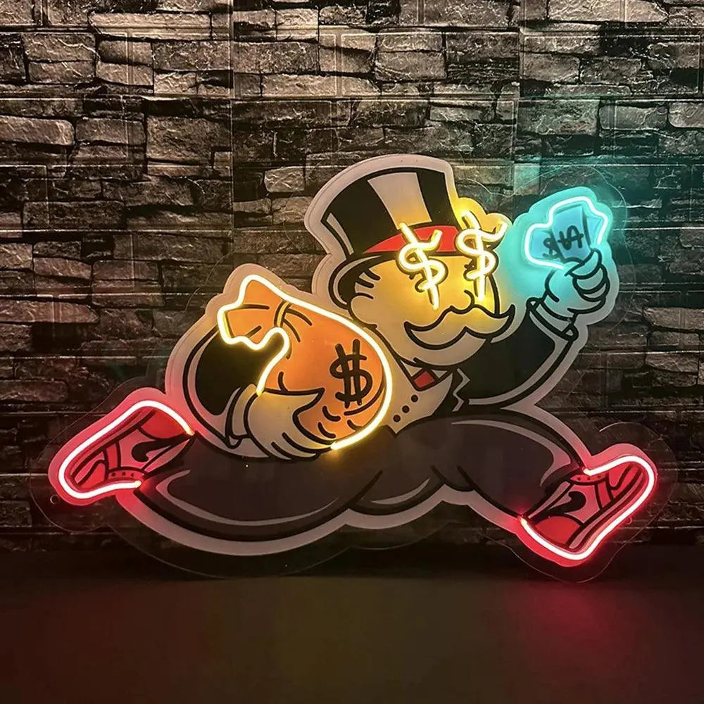 Neon Sign Custom Money Bag Man Cave Neon Signs Living Room Decoration Signage Neon for Office Room Bar Club Wall Art Decor Signs FYLZGO Signs