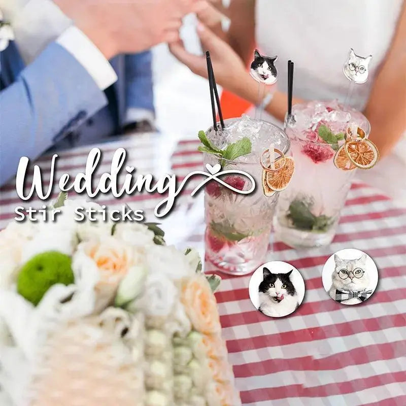 Personalized Wedding Drink Stirrers Print YOUR Dog Cat Dog Drink Stirrer for Wedding FYLZGO Signs