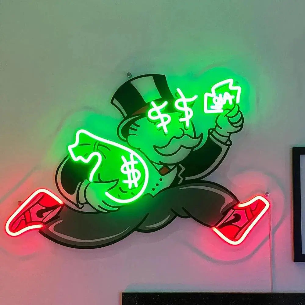 Neon Sign Custom Money Bag Man Cave Neon Signs Living Room Decoration Signage Neon for Office Room Bar Club Wall Art Decor Signs FYLZGO Signs