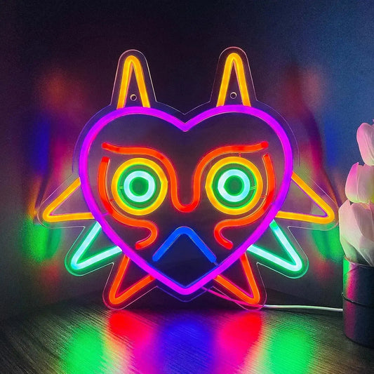 GGK Majora's Mask LED Sign LoZ Neon Sign for Room Wall Decor Gamer Gift Zelda Mask Game Room Decor LED Neon Light for Zelda Fans FYLZGO Signs