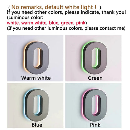 3D Custom Mini Digital Led Light Word Acrylic Number Plate Door Head Sign Metal Modern Outdoor Waterproof - FYLZGO Signs