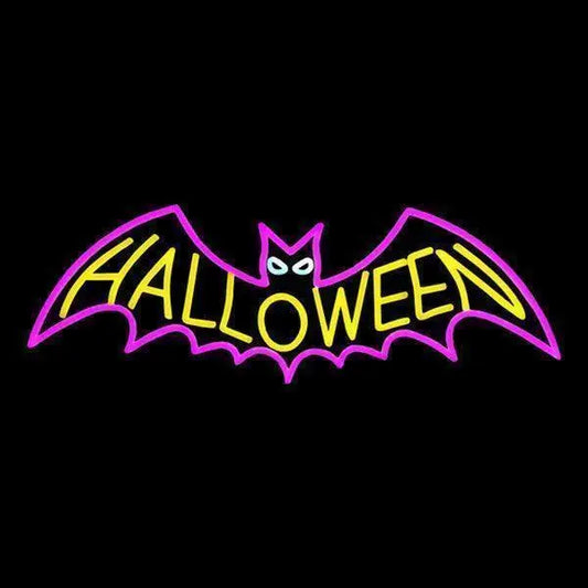 LED Neon Strip Light Halloween Bat Decoration - Lighted Sign - Pink and Yellow - 29 Inch LED Sign Club