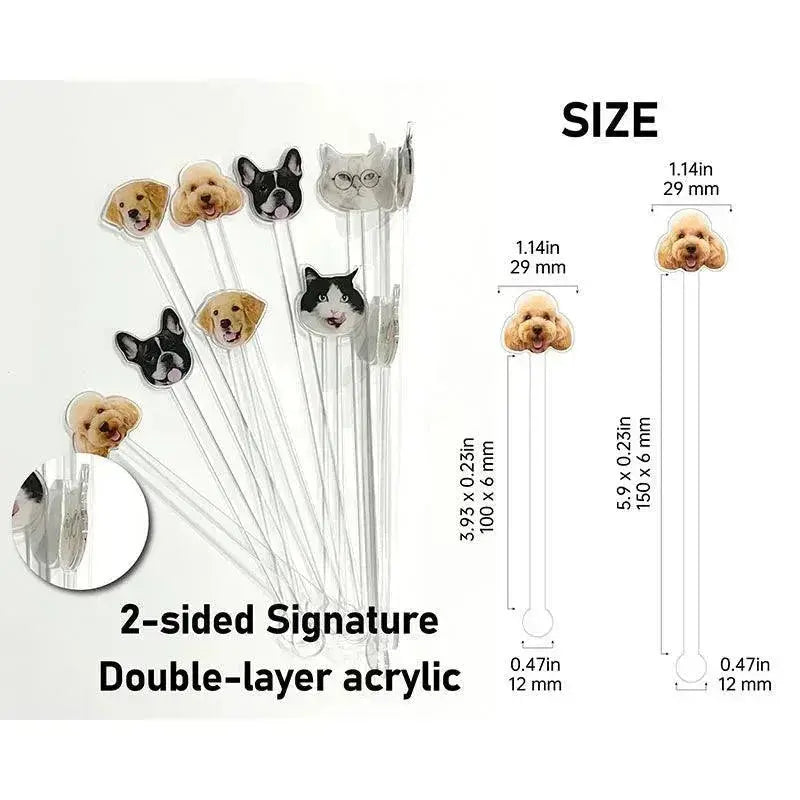 Personalized Acrylic printing  2-Sided Dog Cat Drink Stir Stick Custom Pet Drink Stir Stick Watercolor Acrylic Cocktail Stirrers FYLZGO Signs