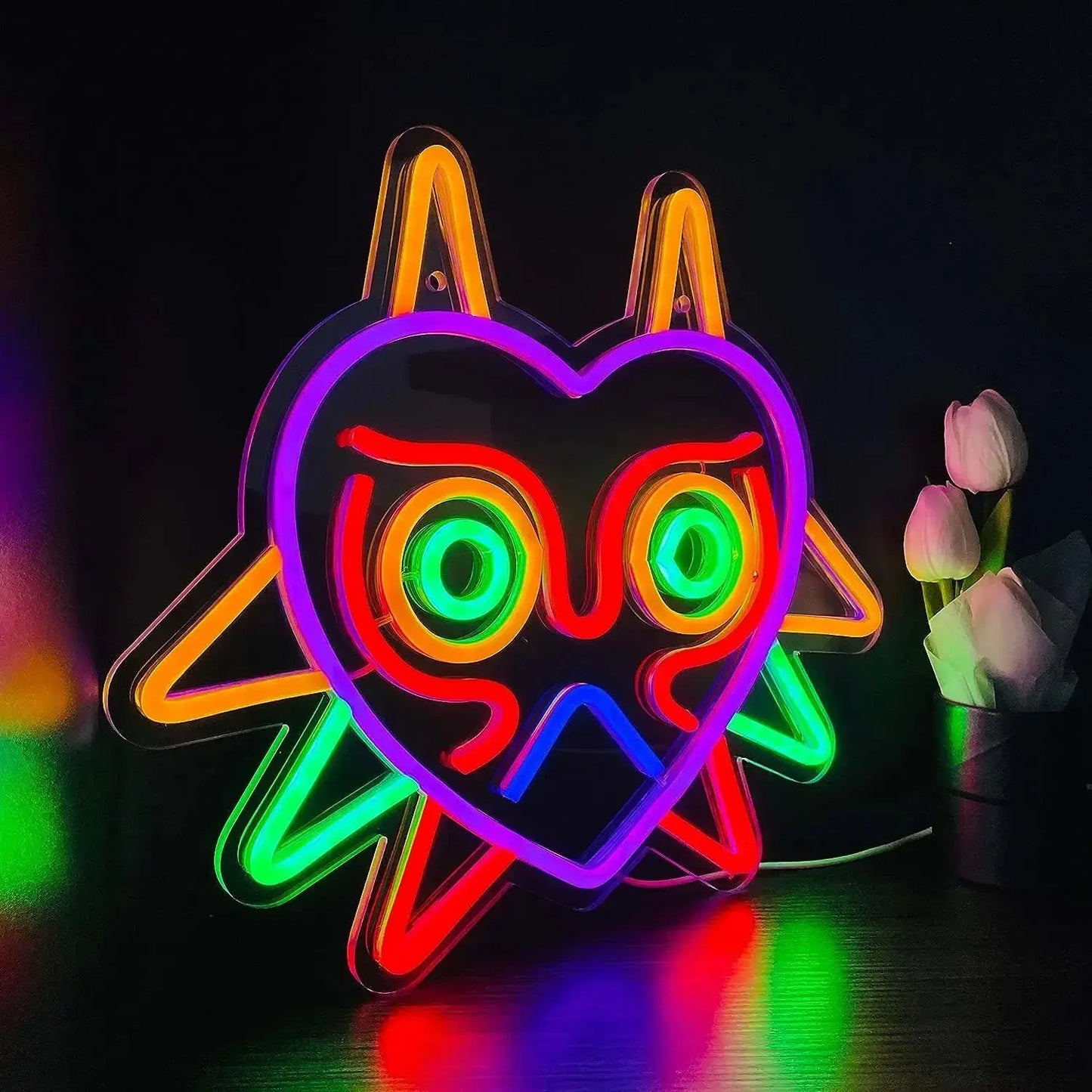 GGK Majora's Mask LED Sign LoZ Neon Sign for Room Wall Decor Gamer Gift Zelda Mask Game Room Decor LED Neon Light for Zelda Fans FYLZGO Signs