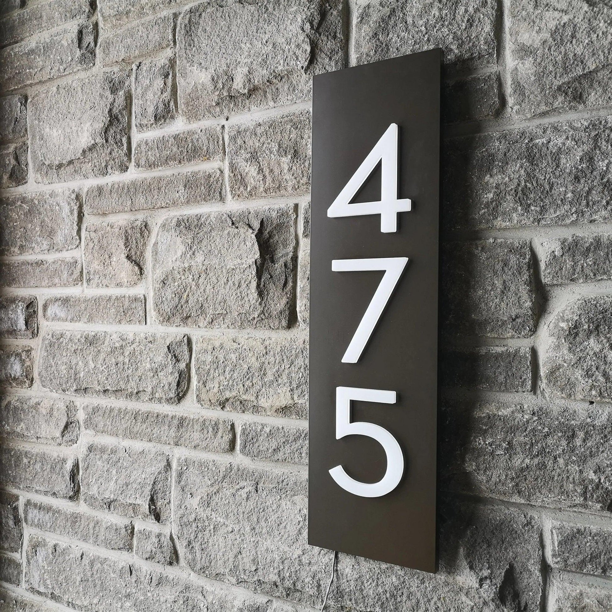 House numbers Vertical Sign Custom light Acrylic Home Door Decor Illuminated Address Street 3D Sign - FYLZGO Signs