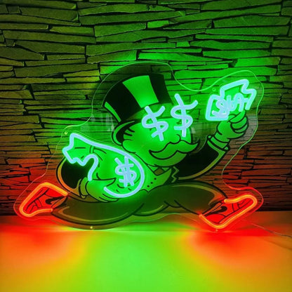 Neon Sign Custom Money Bag Man Cave Neon Signs Living Room Decoration Signage Neon for Office Room Bar Club Wall Art Decor Signs FYLZGO Signs