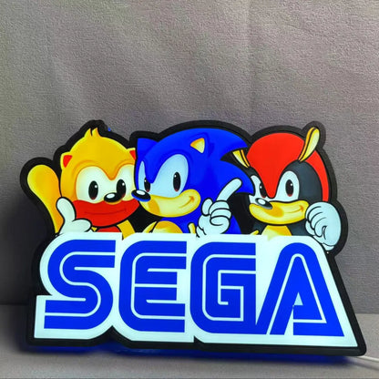 SegaSonic the Hedgehog 3D Printed LED Lightbox Game Lightbox FYLZGO Signs