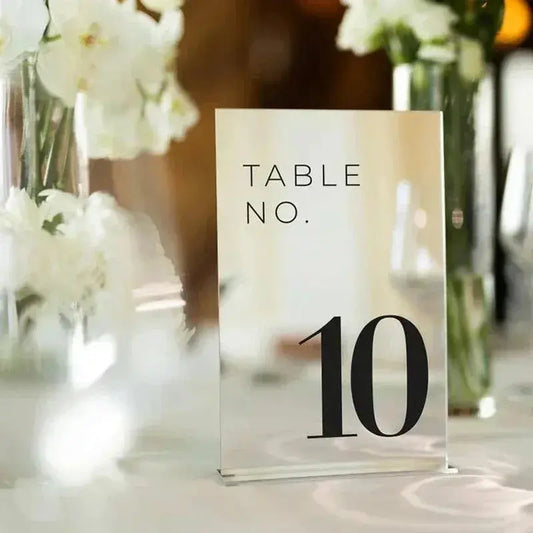 Silver Mirror Acrylic Sign - Wedding Table Numbers - Wedding Decoration - Wedding Table Signs - Wedding Reception Signage FYLZGO Signs