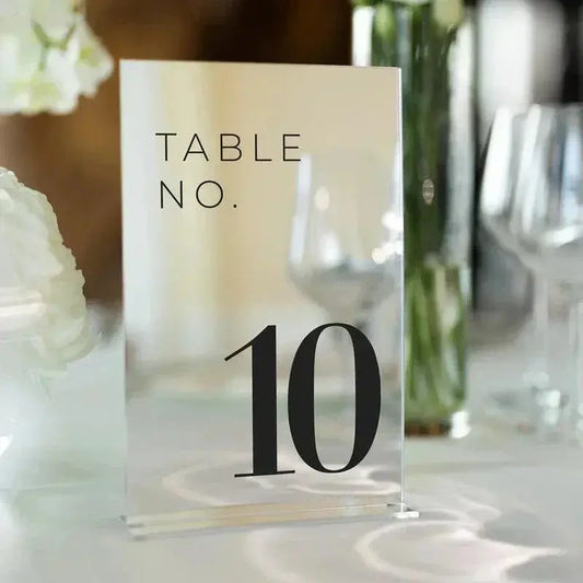 Silver Mirror Acrylic Sign - Wedding Table Numbers - Wedding Decoration - Wedding Table Signs - Wedding Reception Signage FYLZGO Signs