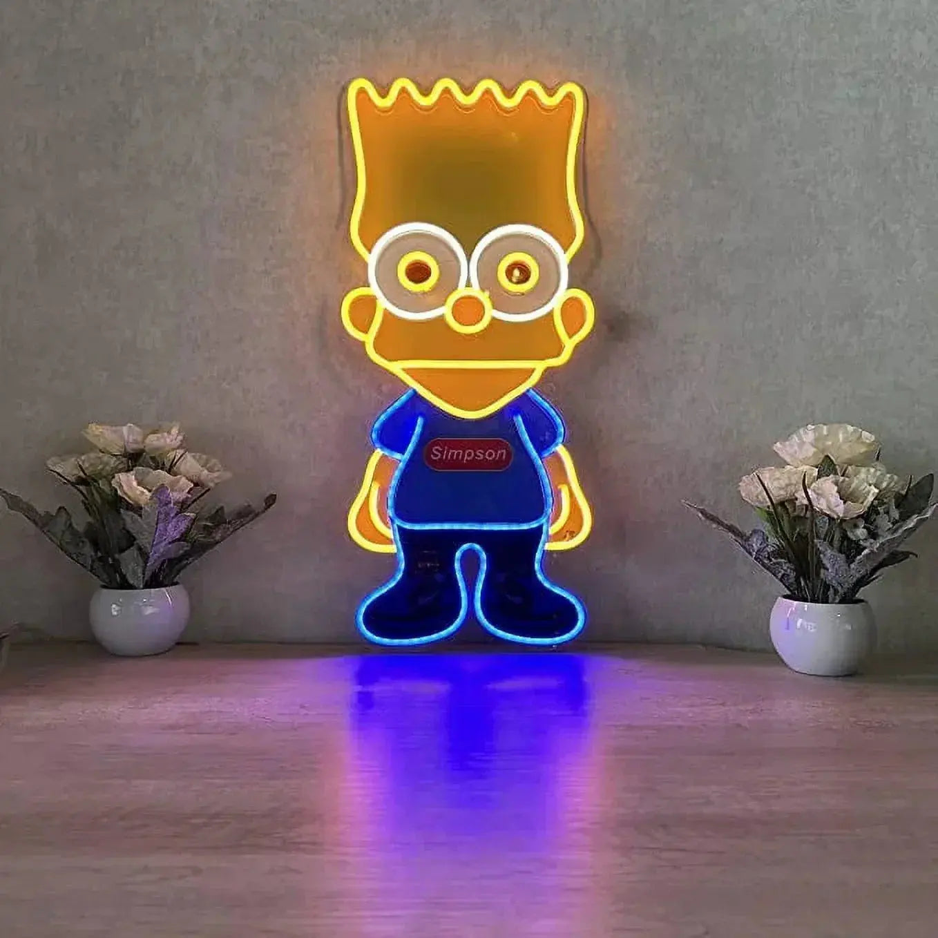 Simpson Neon LED Light-Up Sign  20 x 9 Inches Clear Edge Cut Acrylic Backing, with Dimmer - Bright and Premium built For Gaming and Kids Room Decor FYLZGO Signs