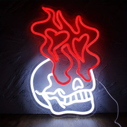 Skeleton Ghost Neon Sign Light 11.8"x11.8" LED Neon Light with On/Off Switch Gaming Neon Sign for Game Room Man Cave Birthday Halloween Decor Christmas Gift FYLZGO