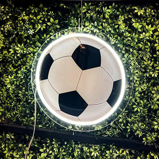 Soccer Neon Sign, UV Printed Soccer Ball Sign 12 x 12 inches Football Neon Sign FYLZGO Signs