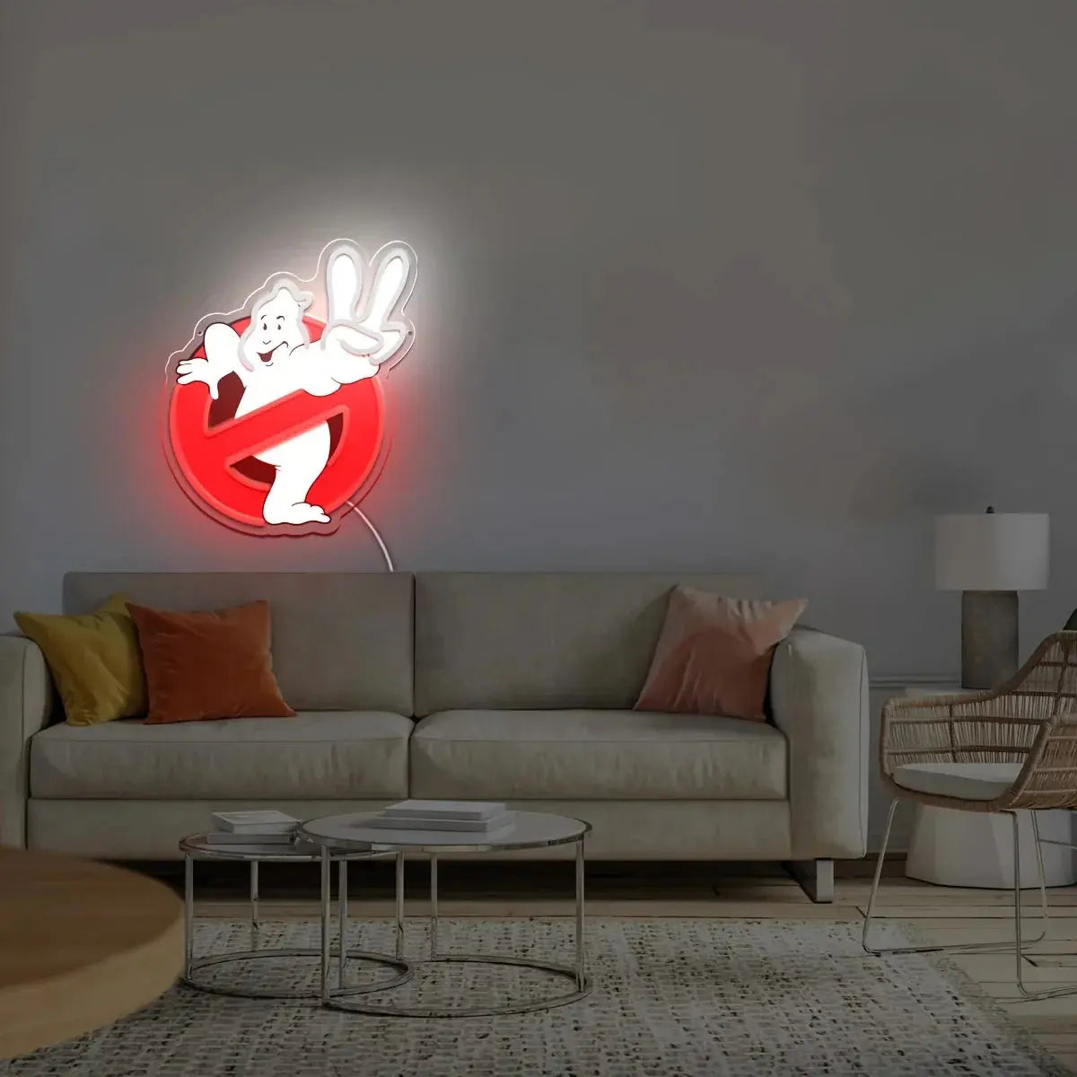 1Pc Ghostbusters Neon, USB powered plastic wall mount with push button control, multi-purpose Art Deco, suitable for home bars, men's caves, shops and restaurants FYLZGO Signs