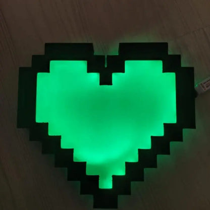 Pixel Heart Lamp Remote-Controlled RGB Illuminated Pixel Heart Shape - Color-Changing Decorative Light Game Room Night Lamp Light Box FYLZGO Signs