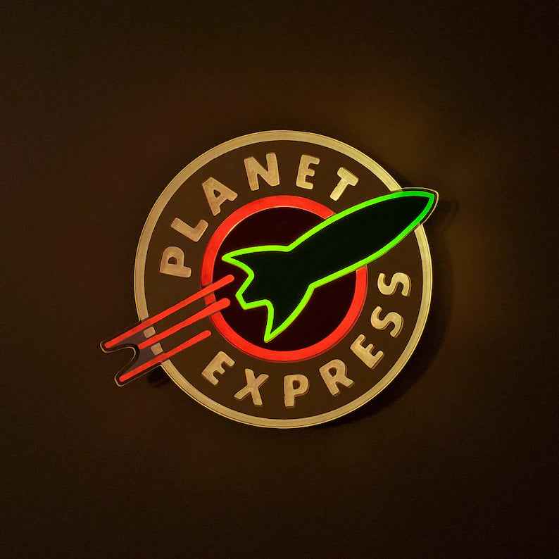 Planet Express LED Sign: Futurama Fan Art, Edge Lit Night Light