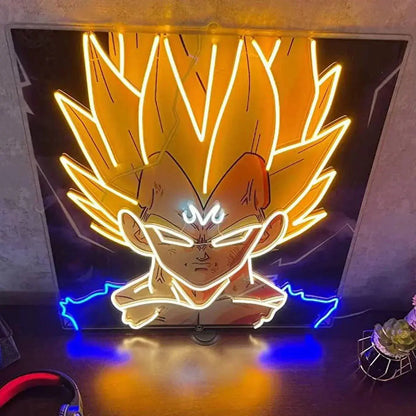 Anime Songoku Neon Sign, UV Printed LED Sign 20 x 20 inches, Gaming Decor for Boys,Kids With Dimmer Switch and Power Adapter FYLZGO Signs