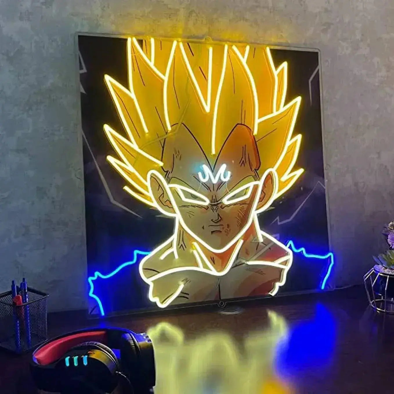 Anime Songoku Neon Sign, UV Printed LED Sign 20 x 20 inches, Gaming Decor for Boys,Kids With Dimmer Switch and Power Adapter FYLZGO Signs
