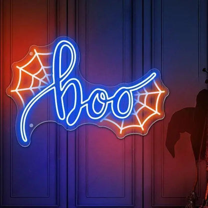 Boo Spider web Neon Sign, Halloween Neon Sign Happy Halloween Halloween Pumpkin Neon Sign Halloween Decor Sign Gifts For Kids FYLZGO Signs