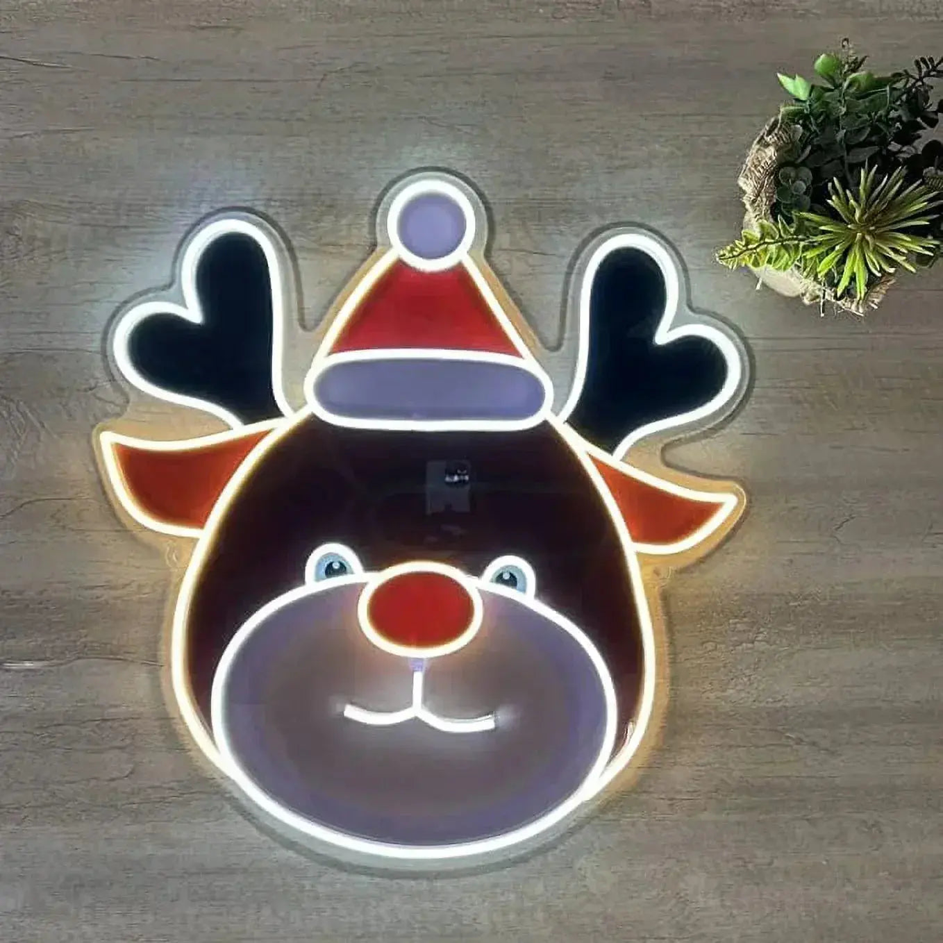 Christmas Reindeer LED Neon Sign 21 x 20 inches For Wall Hangings Indoor and Outdoor FYLZGO Signs