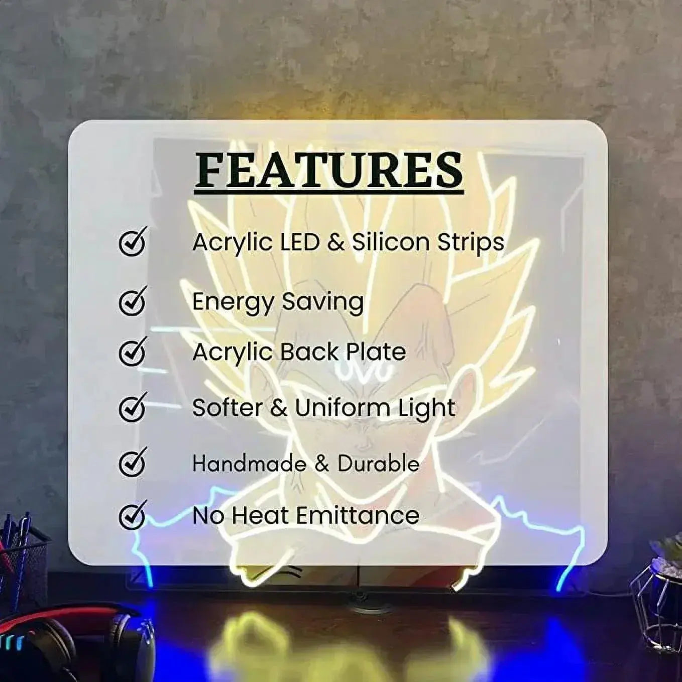 Anime Songoku Neon Sign, UV Printed LED Sign 20 x 20 inches, Gaming Decor for Boys,Kids With Dimmer Switch and Power Adapter FYLZGO Signs