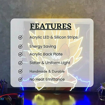 Anime Songoku Neon Sign, UV Printed LED Sign 20 x 20 inches, Gaming Decor for Boys,Kids With Dimmer Switch and Power Adapter FYLZGO Signs