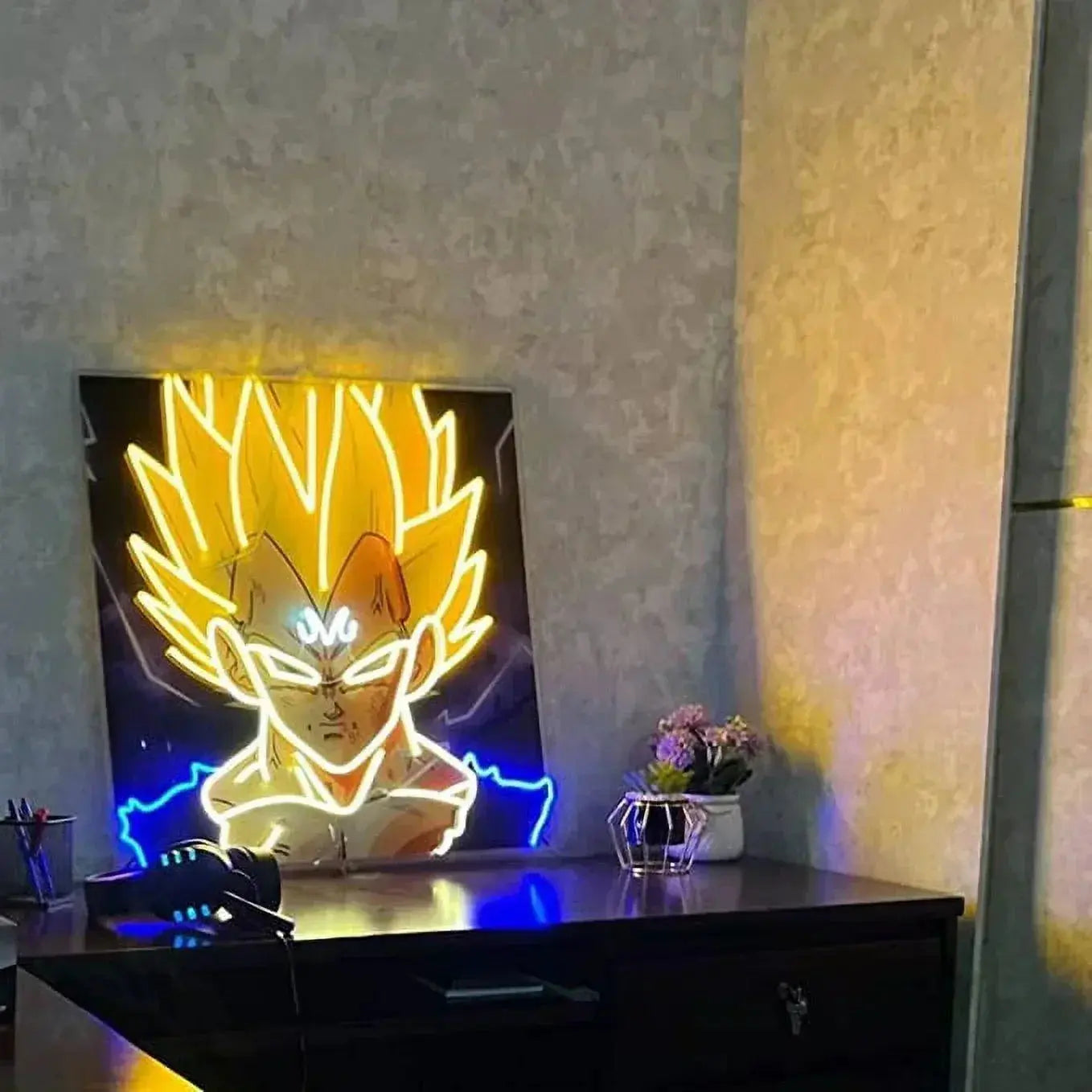 Anime Songoku Neon Sign, UV Printed LED Sign 20 x 20 inches, Gaming Decor for Boys,Kids With Dimmer Switch and Power Adapter FYLZGO Signs