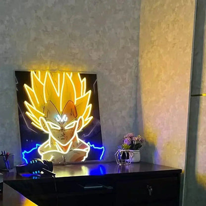 Anime Songoku Neon Sign, UV Printed LED Sign 20 x 20 inches, Gaming Decor for Boys,Kids With Dimmer Switch and Power Adapter FYLZGO Signs