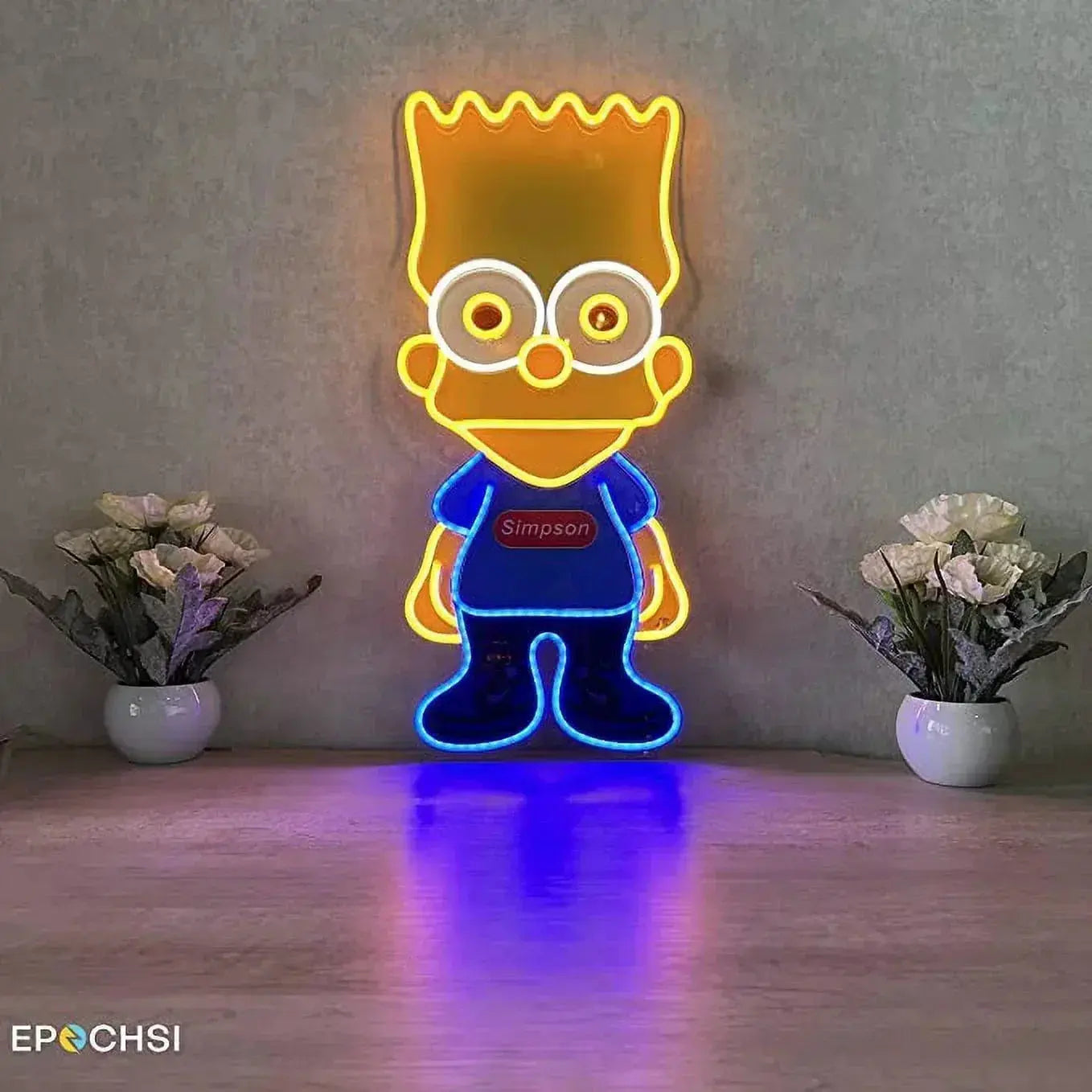 Simpson Neon LED Light-Up Sign  20 x 9 Inches Clear Edge Cut Acrylic Backing, with Dimmer - Bright and Premium built For Gaming and Kids Room Decor FYLZGO Signs