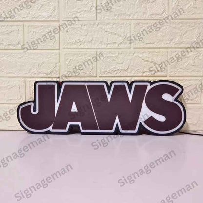 Jaws LED Lightbox Sign | 3D Printed Movie Logo Wall Art, Home Cinema Decor